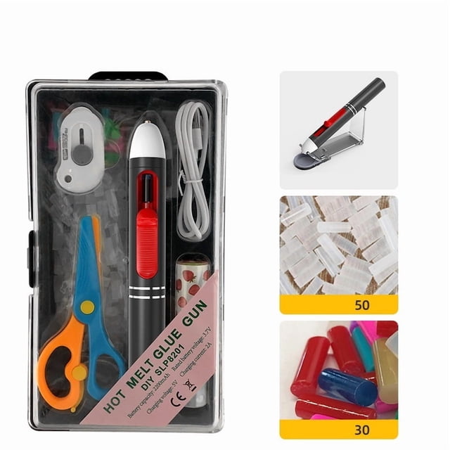 Mini Hot Glue Pen Cordless Hot Melt Glue Pen Colored Silicone Heat Glue Gun With Glue Sticks For Crafts School DIY Arts Home Quick Repairs ,Fast Preheating