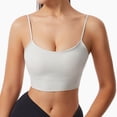 thumbnail image 2 of MGDXOX Womens Thin Strap Longline Sports Bras Scoop Neck Workout Yoga Tops Wireless Athletic Breathable Bras Gray M, 2 of 5