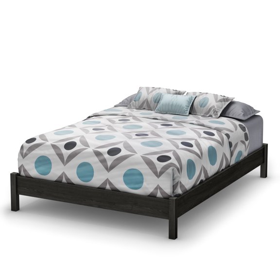 South Shore Tao Queen Platform Bed on Legs, Gray Oak