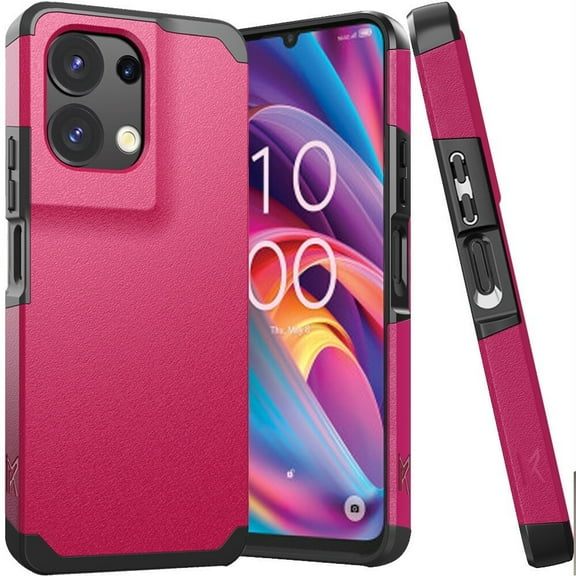 For TCL K33 5G T513V Shockproof Hybrid Cell Phone Cover Case   Tempered Glass - MK MK Pink