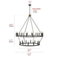 thumbnail image 3 of Aiwen 2 Tiers Round Industrial Oversize Wagon Wheel Chandelier, Matte Black Metal Ceiling Light, 3 of 8