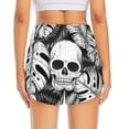 thumbnail image 4 of Haiem Skull and palm leaves Women's 2 in 1 Running Shorts - Lightweight Athletic Workout Gym Yoga Breathable Sports Shorts Liner with Phone Pockets-Small, 4 of 9