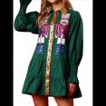 thumbnail image 2 of Vestido Camisero de Cascanueces para Mujer, con Brillo Navideño, Sudadera de Papá , Minivestido Tipo Suéter Verde L, 2 of 5