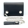 thumbnail image 5 of Black Mens Leather Biker's Chain Trifold Wallet Trucker Motorcycle Steel Chain, 5 of 9