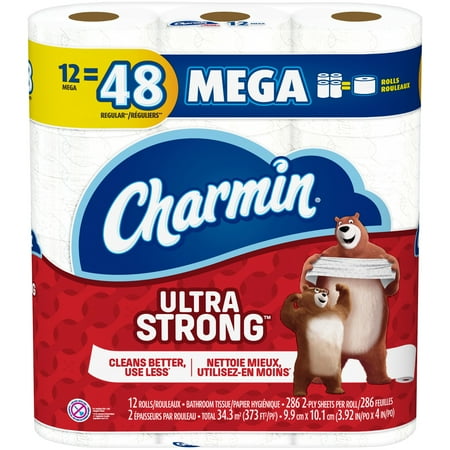 - Charmin Ultra Strong Toilet Paper, 12 Mega Rolls