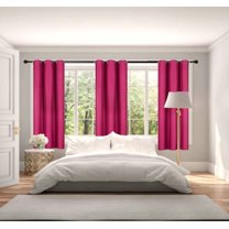 New Luxury Curtain Set of 2pc Panels Adam Hot Pink Color 100% Privacy Blackout Room Darkening Thermal Window Grommet Short Drapes Size 37" Wide X 63" Length for Bedroom Home Décor