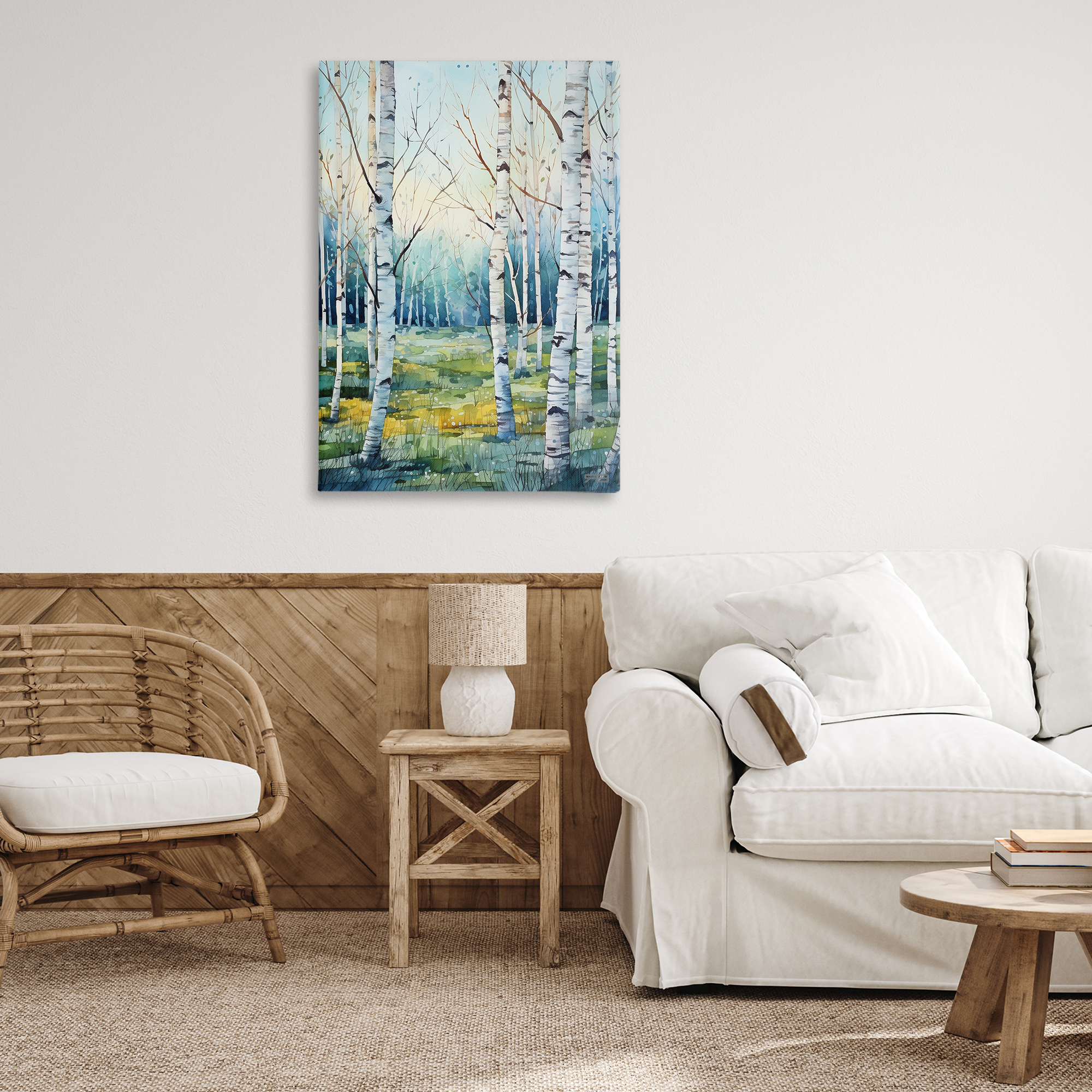 Stupell Industries Summer Birch Forest Landscape Painting Gallery Wrapped Canvas Art Print Wall Art, 24 x 36