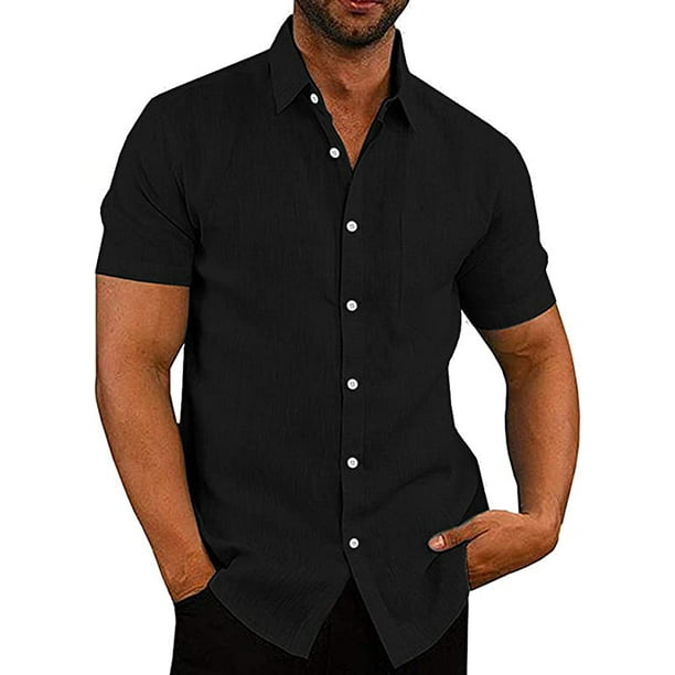 COOFANDY Men's Casual Linen Button Down Shirt Short Sleeve Beach Shirt ...