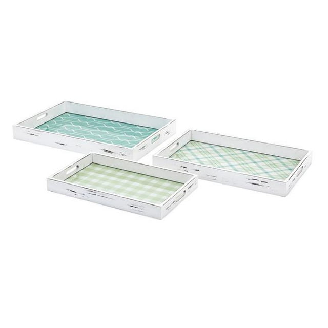 IMAX 60278-3 Plaid Decorative Trays, Green - Set of 3