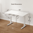 thumbnail image 3 of INNOVAR Glass Standing Desk with Drawers, 48×24 Inch Adjustable Stand Up Desk, Quick Install Home Office Computer with USB Ports, White, 3 of 11