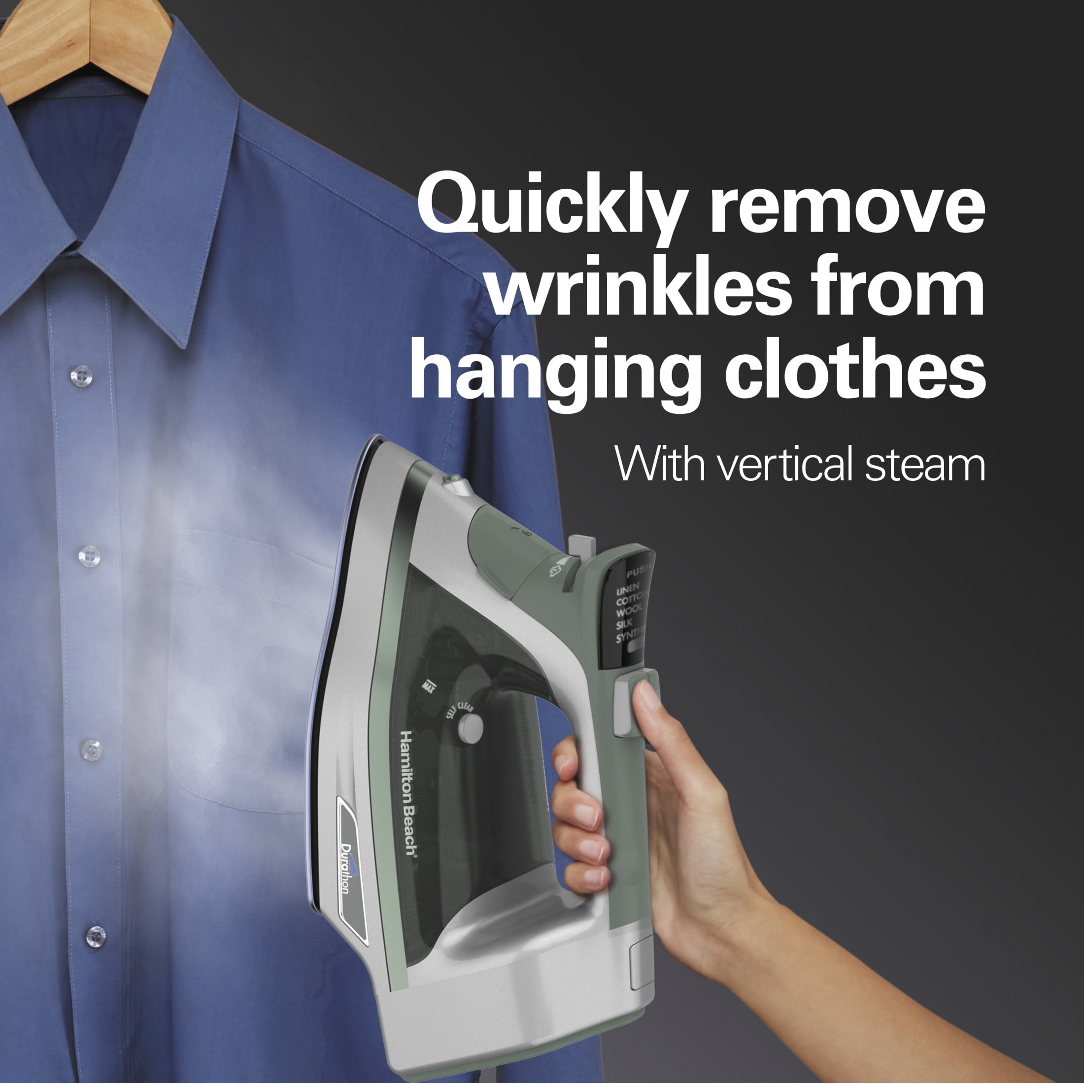 Hamilton Beach Durathon Digital Clothing Iron, Steam Iron for Clothes with Nonstick Soleplate