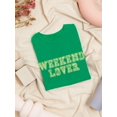 thumbnail image 3 of "Weekend Lover" Trendy Quote Women Kelly Green T-Shirt, Female Medium, 3 of 4