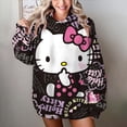 thumbnail image 1 of Sudadera con capucha para mujer, básica, con estampado de Hello Kitty, holgada, manga larga, bolsillo canguro, hombros caídos, 1 of 1