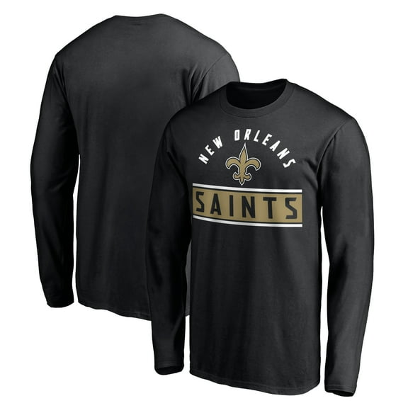 Men's Black New Orleans Saints Team Arch Knockout Long Sleeve T-Shirt