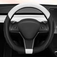 thumbnail image 3 of XUKEY Flat Bottom D Shape  Steering Wheel Cover For Tesla Model 3 Model Y Leather, 3 of 8