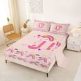 thumbnail image 2 of Feelyou Rainbow Letter U Queen Sheet Sets for Girls, Cute Love Heart Bed Set for Bedroom, Pink, 4-Piece, 2 of 5