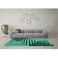 thumbnail image 3 of Ahgly Company Machine Washable Indoor Square Abstract Turquoise Blue Contemporary Area Rugs, 8' Square, 3 of 4