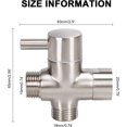 thumbnail image 3 of HAHDAXIA Solid Brass G1/2" Shower Arm All Metal Universal 3-Way Diverter Valve for Hand Shower and Fixed Shower Head，Replacement Component Adapter (Brushed Nickel), 3 of 6