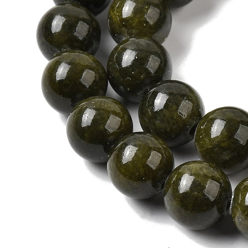 Round Gemstone Beads Natural Serpentine/Green Lace Stone Dark Green 10mm Hole: 1mm 40pcs/strand 16 inch