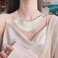 thumbnail image 3 of SmartBy Sparkling Bars Choker Metallic Necklace Bib Chunky Collar Fringe Necklace Metal Tassel Punk Jewelry for Women, 3 of 7
