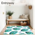 thumbnail image 3 of ODIKA 2'x3' Machine Washable Non-Slip Area Rug, Tropical Palm Frond Design with Scattered Sea Glass Shapes High Traffic Rug, Green, 702369, 3 of 7