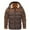 Brown, variant on Men's Retro Fashion Casual Jacket Winter Warm Cotton Hooded Coat Leather