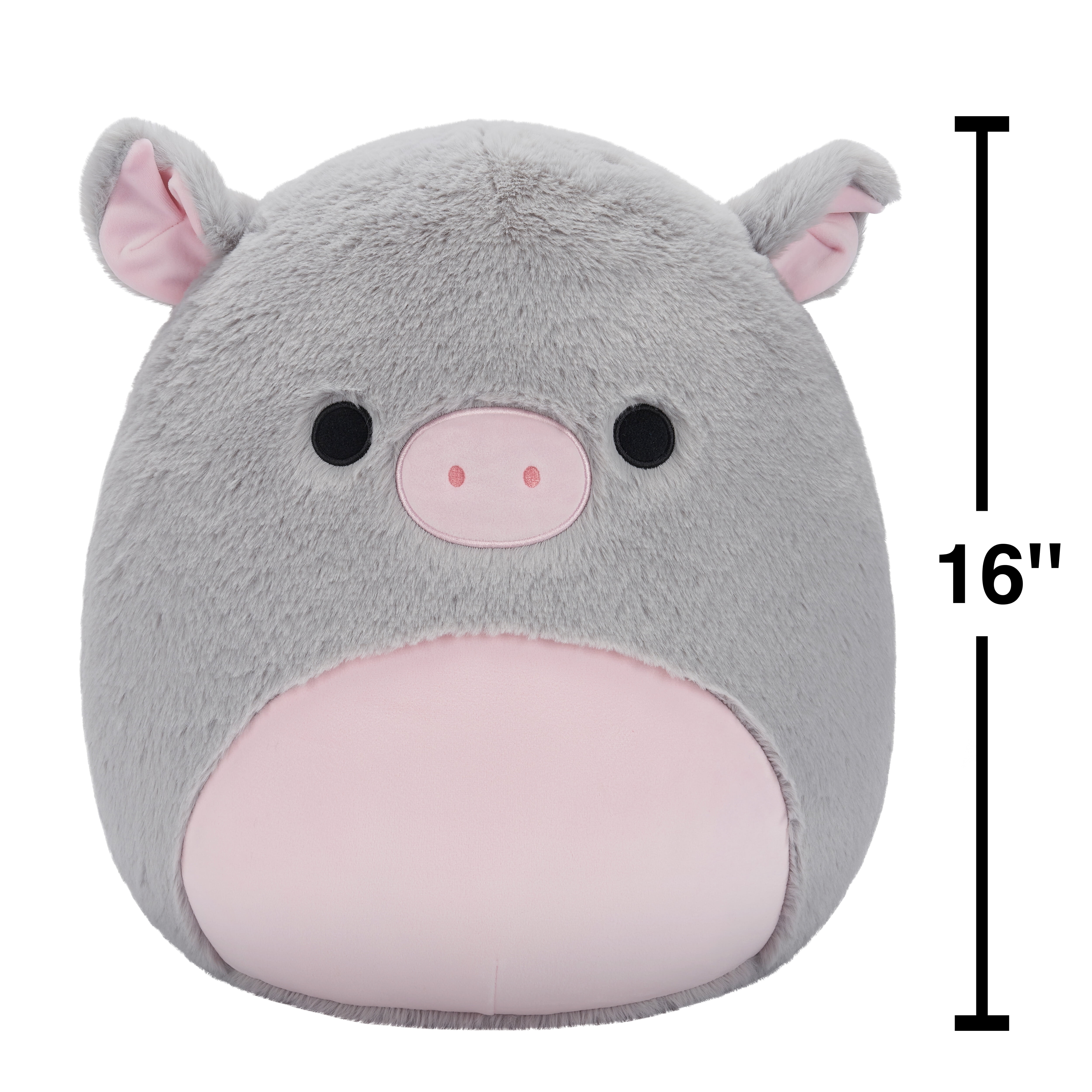 Squishmallows FuzzAMallow Official 16 inch Bessa the Grey Pig With Pink Belly - Child's Ultra Soft Plush Toy