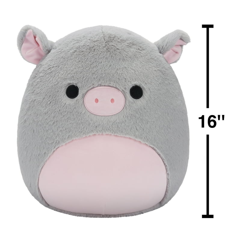 Squishmallows FuzzAMallow Official 16 inch Bessa the Grey Pig With