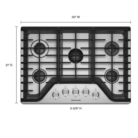KitchenAid - 30" Built-In Gas Cooktop - Stainless Steel