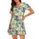 thumbnail image 1 of Fotbe Tropical Flowers Bata de Dormir para Mujer con Estampado, Camisón de Algodón de Manga Corta, Ropa de Dormir Casual, 1 of 6