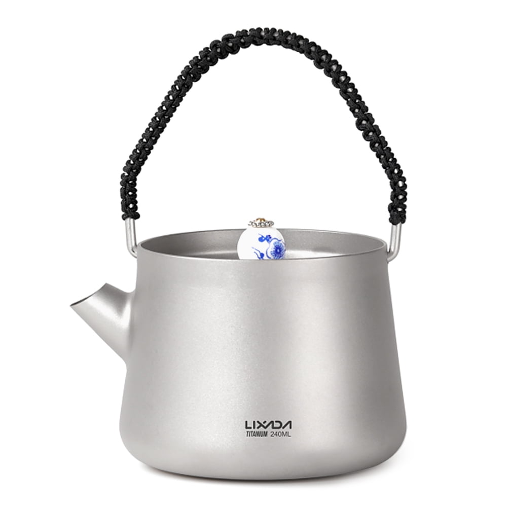 Lixada 240ml Mini Titanium Tea Pot Kettle with Mesh Tea Infuser for