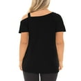 thumbnail image 2 of LANREMON Women's Plus Size Tops Summer Casual Oversized Short Sleeve Tee Shirt Twist Knot Blouses Tunics Black 20 Plus, 2 of 4