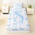 thumbnail image 3 of Manfei Blue Ribbon Bow Letter Monogrammed S Twin Sheet Sets 3pcs for Teens Girls,Kids Cartoon Bowknot Polka Dots Bedding,Breathable Home Decor, 3 of 5