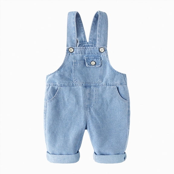 zaveiop Baby Boy Girl Jean Overalls Toddler Denim Bib Pants Jumpsuit Soft Cute Workwear (Blue, 6-12 Months)