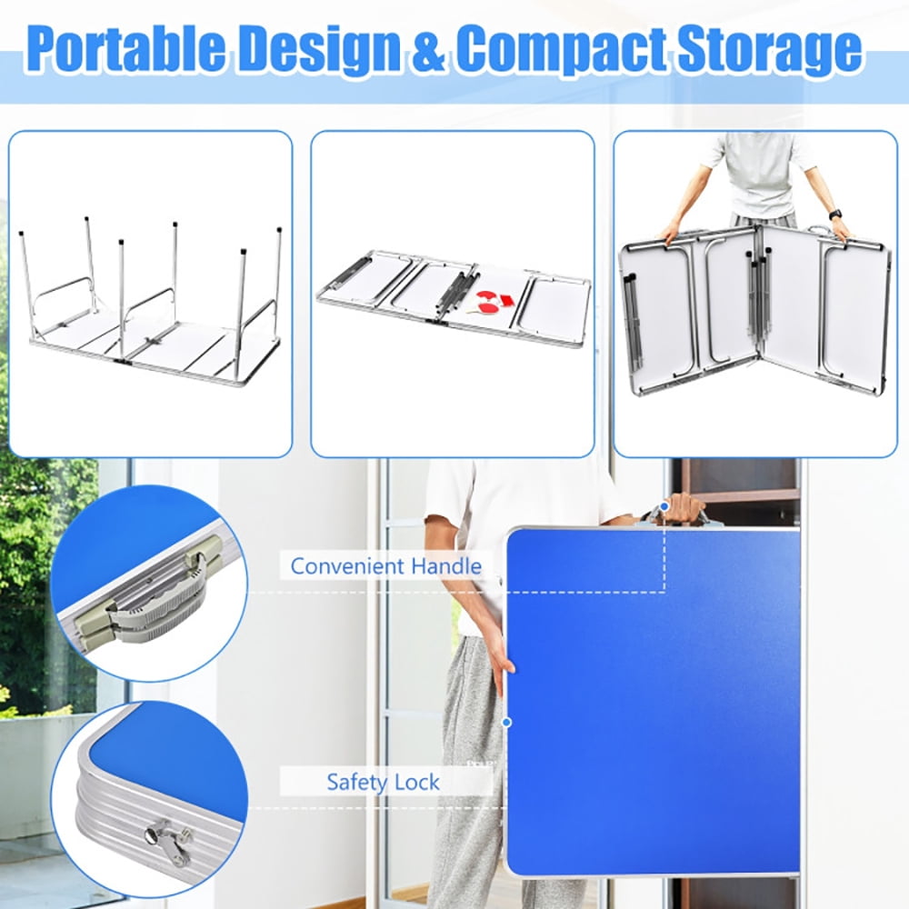 Topcobe 60 Inch Portable Tennis Ping Pong Folding Table with Accessories, Space Saver Table Tennis Table, Indoor Outdoor Play for Youth and Adults, Blue
