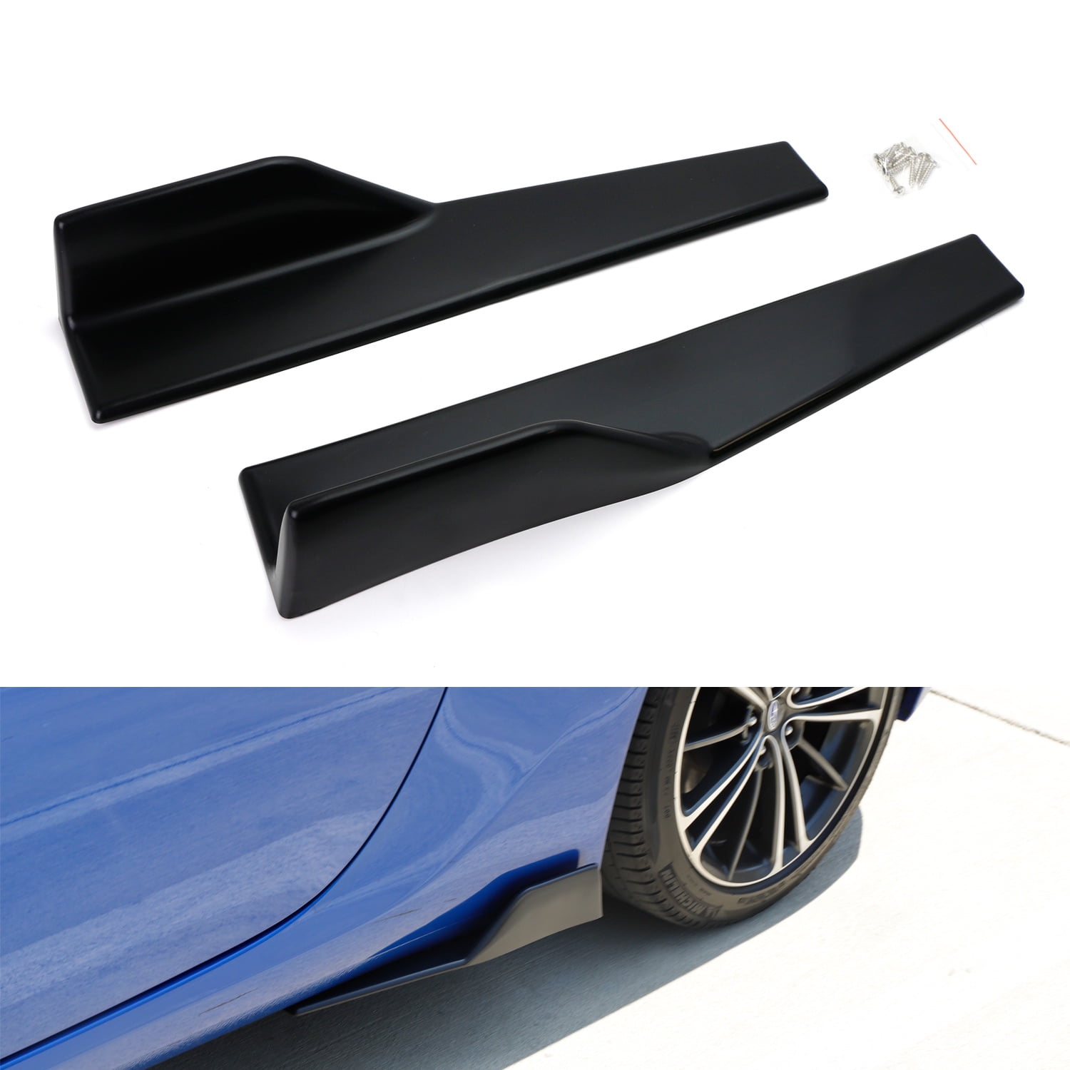 iJDMTOY Left/Right Black PP Universal Rear Side Skirt Winglets