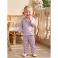 thumbnail image 5 of RUINIXCW Toddler Baby Girl Boy Silk Satin Pajamas Set Kids Spring Fall Winter PJS Set Sleepwear Striped Button Down Collar Long Sleeve Shirt Tops and Pants Set Loungewear Homewear, 5 of 7