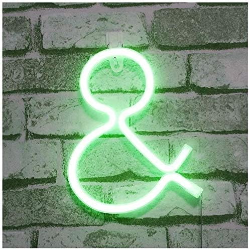 Letter Neon Lights, LED Neon Night Light Neon Lights Wall Decorative Night Light for Kids Bedroom Battery USB Operated Green