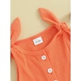 thumbnail image 6 of FEORJGP Toddler Girls Summer Rompers 6M 1T 2T 3T 4T Kids Solid Color Sleeveless Overalls Ribbed Knitted Jumpsuit Shorts Baby Button Bodysuits Suspender Shorts Infant Loose Casual Clothes, 6 of 9