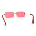 thumbnail image 2 of Luxe 90s Full Rimless Bevelled Oceanic Lens Square Sunglasses Gold Red, 2 of 4