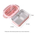 thumbnail image 2 of M Buder Portable Bento Lunch Box 304 Stainless Steel Leakproof Divided Food Containers with Spoon and Chopsticks, 8.38 x 5.71 x 2.95 inches / 21.3 x 14.5 x 7.5 cm, Cherry Blossom Pink, 2 of 5