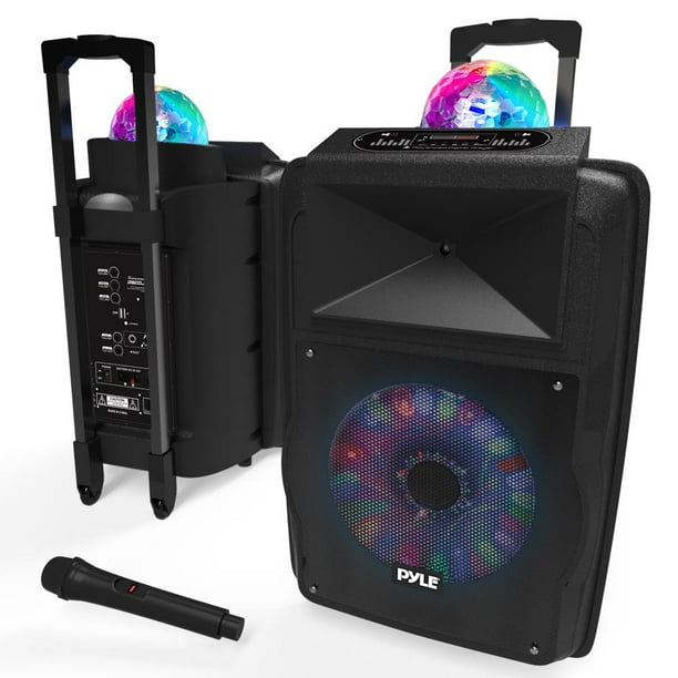 Pyle Psufm1280b Portable Pa Speaker System Bundle Kit With Built In Led Lights Streaming Handheld Micro Mp3 Usb Micro Sd Fm Radio 12 Inch 700 Watt Walmart Com Walmart Com