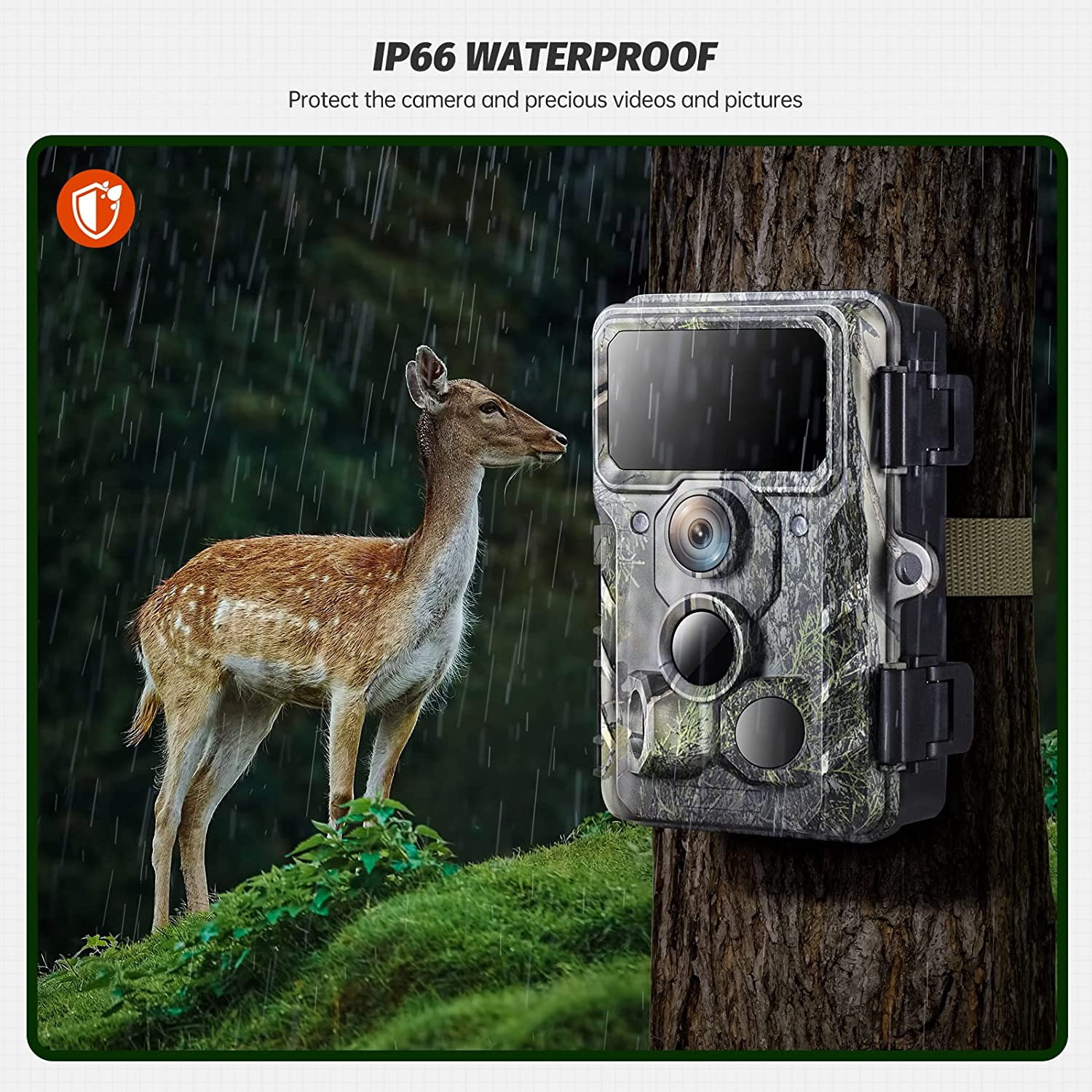 CAMPARK WiFi Trail Camera 4K 48MP Game Hunting Deer Cameras with Night Vision IP66 Waterproof  Motion Activated 2.4"LCD for Wildlife Monitoring