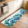 thumbnail image 2 of Runner Rug 2'x6', Blue Teal Leaves Washable Non-Slip Hallway Runner Rugs, Summer Botanical Watercolor Leaf Bedside Rugs Floor Mats Carpet Runners for Kitchen Bathroom Laundry Room, 2 of 8