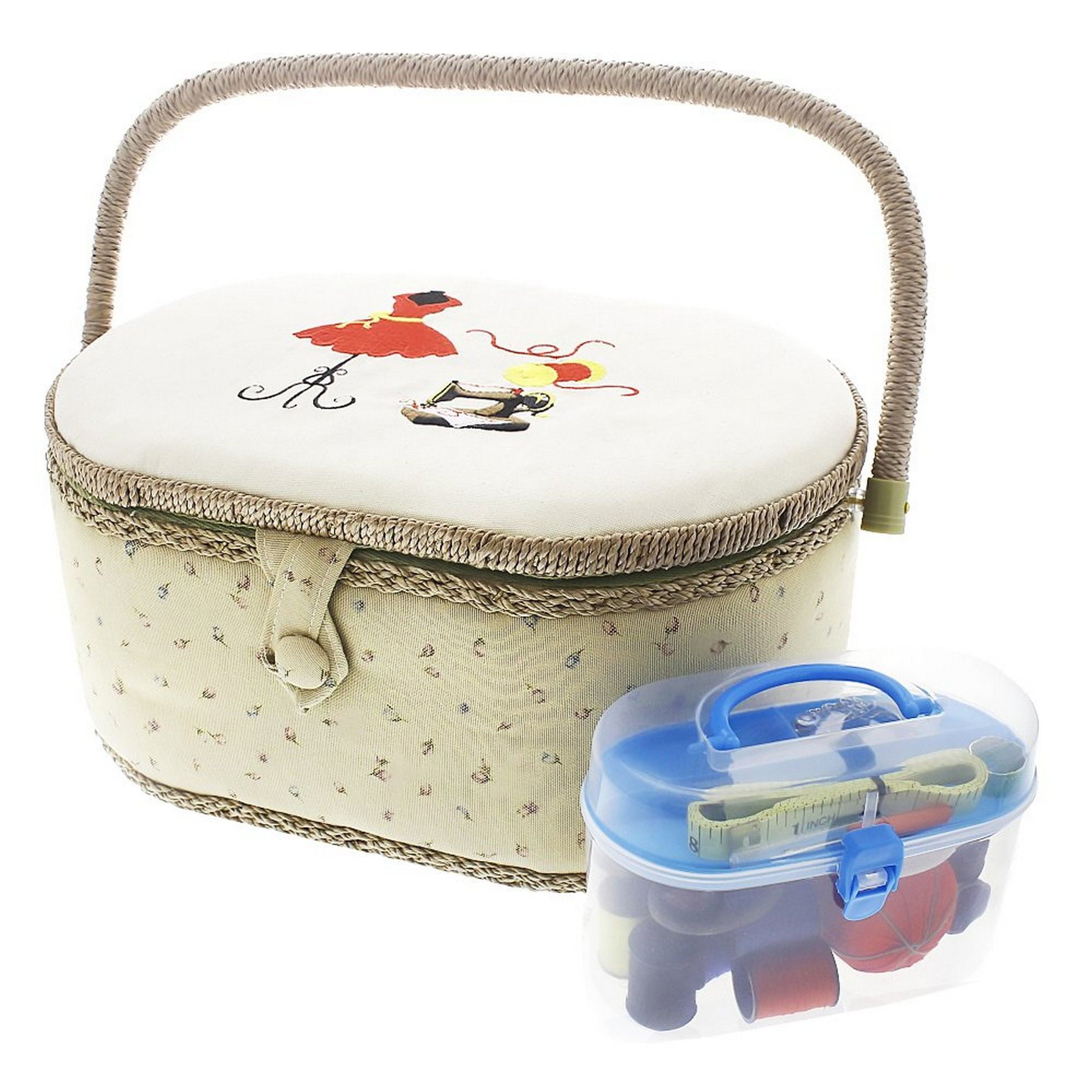 Sullivans Folding Sewing Basket 9 x 12 x 6.5 Orange Sewing Notions