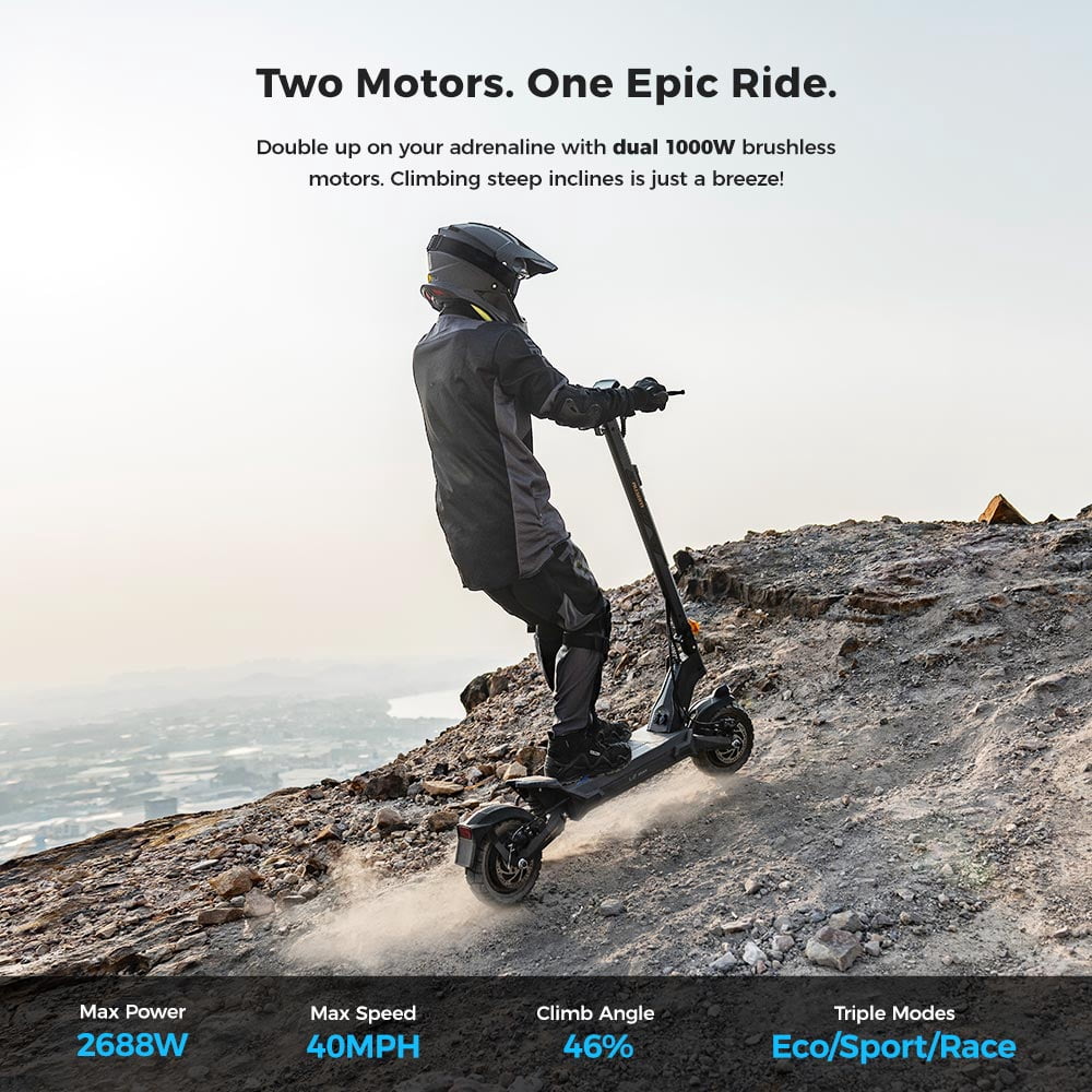 Ausom Electric Scooter Dual Motor Adult– 2688W Power, 56 Miles Range, SUV-Level Comfort and Stability Ausom L2 Max Electric Scooter Dual-Motor