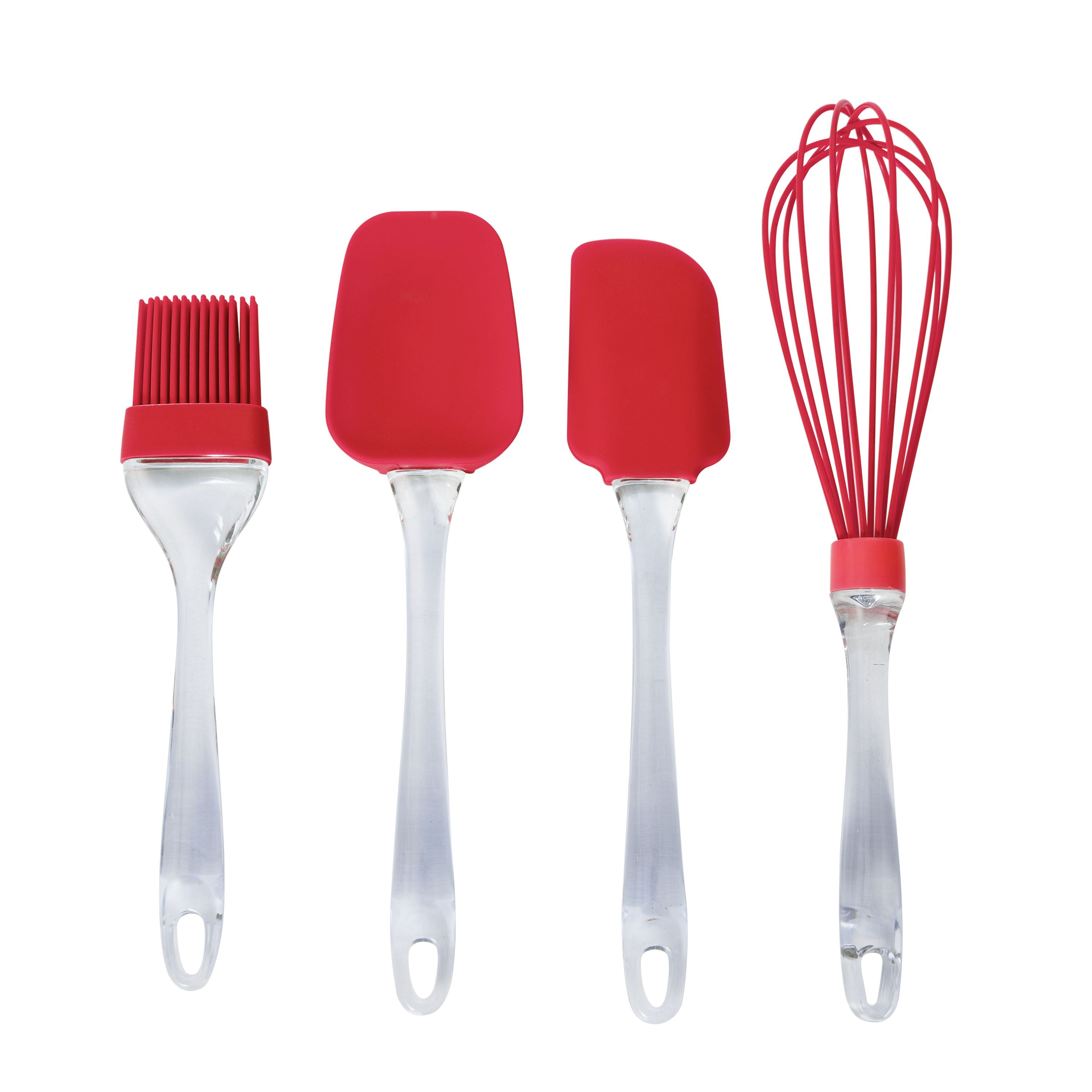 red silicone kitchen utensils set