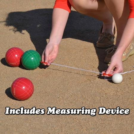 GoSports 90mm Bocce Set Outdoor Backyard Lawn Game Set with 8 Balls, Pallino, Measuring Rope, and Canvas Carrying Case