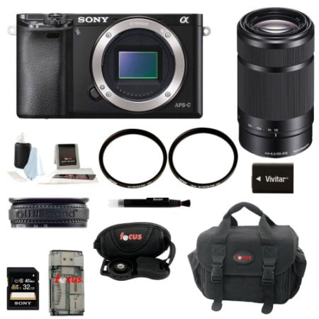 Sony Alpha A6000 Mirrorless Digital Camera (Body) with 55-210mm Lens and 32GB Deluxe Accessory Kit
