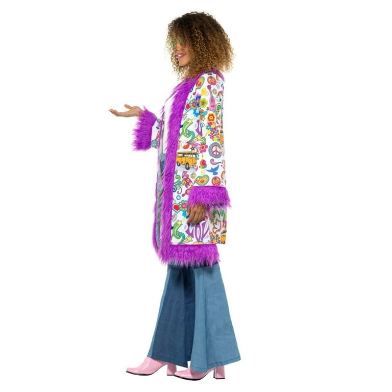 60s Groovy Hippie Costume Adult White Purple 60s Groovy Hippie Costume Adult White Purple